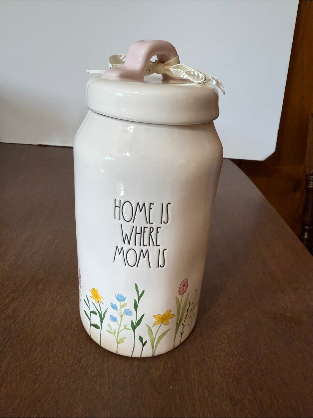 Rae Dunn Artisan Collection home is where mom is canister With Lid Floral 181